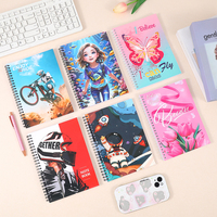 Carnet A6 ligné à spirale double personnalisé en gros pour commandes en gros - Fleur rose tulipe pour étudiant