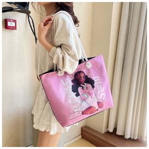 Bolso de Hombro de Lona Estampado de Gran Capacidad para Mujer I-0378, con Cierre de Cremallera, Bolso de Mano y Bolso de Compras - Product Image 5