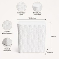 Boîte de rangement extérieure moderne imperméable pour terrasse, en plastique PE résistant, aspect rotin