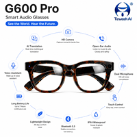 Lentes Inteligentes G600 Pro con Cámara, Bluetooth Inalámbrico, IA, Grabación de Video, Captura de Fotos, Tecnología de Asistente de Voz