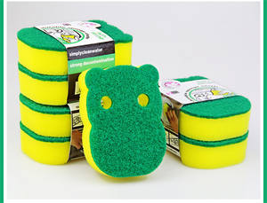 Esponja de doble capa para lavar platos, paño de limpieza de cocina, color verde y amarillo, 10 unidades - Product Image 3