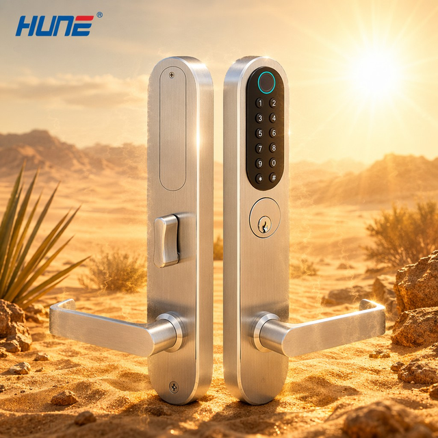 HENE UV Resistant Smart Lock with Memory Card Support for Steel Door Anti-Fade Front Panel Long Lifespan Outdoor Use