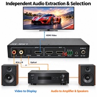 4K60 HDMI Multiviewer 2x1 HDMI Video Switcher PIP PBP Multi Viewer Prosesor Video UHD dengan Ekstraksi Audio