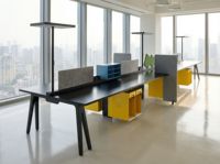 Poste de travail de bureau ATWOKA pour 4 personnes, mobilier de bureau moderne avec panneau de séparation