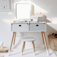 Ensemble de coiffeuse en bois pour enfants, table de maquillage princesse avec boîte à bijoux et miroir, jouet de jeu d'imitation pour filles