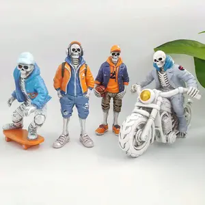 Cross-border New Halloween Cool Street Skull Doll Resin Ornaments Home Desktop Decorations Craft Products