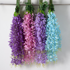 Guirlandes de fleurs artificielles en glycine, fausses fleurs en soie pour décorations de plafond et d'arche de mariage, violet, rose, blanc, jaune, orange - Product Image 2