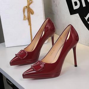 Wholesale Women's Pointed Toe Stiletto <strong>Heel</strong> Pumps | Patent Leather Square Elegant Office Dressy High <strong>Heels</strong> - Product Image 1
