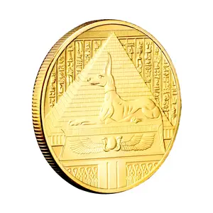 Anubis The God of Death In Ancient Egypt Souvenir Gold Plated Coin Pyramid Dieb Pattern Collectible Commemorative Coin