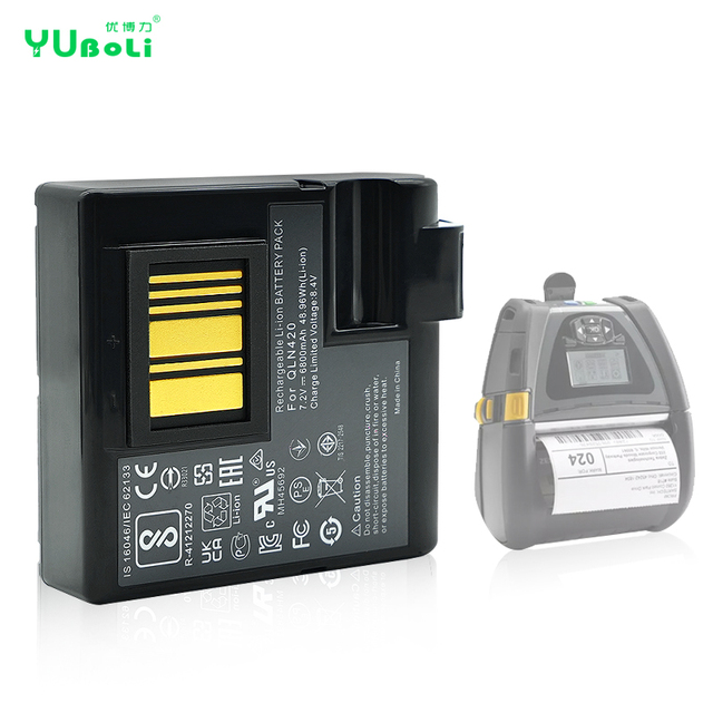 For Zebra QLN420 Replacement Li-ion Battery Pack 7.2V 6800mAh 48.96Wh Fit QLN420 Portable Thermal Label Printer