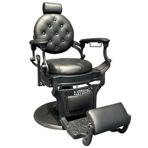 Hoge Kwaliteit Vintage Classic Black Kappersstoel Goedkope Heren Kapsalon Stoelen Metalen Kappersstoel