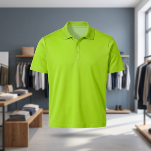 <b>Men's</b> Solid <b>Green</b> Short Sleeve Pique <b>Polo</b> <b>Shirt</b> Casual Knitted Plain Dyed Regular Fit - Product Image 2
