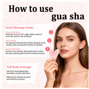 Herstellerangebot Natürlicher Rosenquarz Schwarzer Gua Sha Massagestab Herzförmiges Gesichtsmassage-Werkzeug Fördert die Durchblutung - Product Image 3