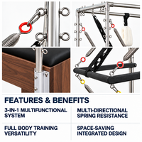 Tendance 2026 : Reformer Pilates Cadillac 3-en-1 en bois de noyer avec tour, portable et réglable, durable pour la maison et le studio