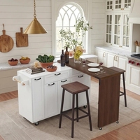 Îlot de cuisine moderne et étanche avec tiroir de rangement, en granit artificiel, facile à assembler, multifonctionnel