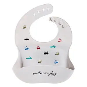 No Moq In Stock Printed Silicone Baby Bib Silicon Bibs For Babies With Full Printing Lovely Pattern