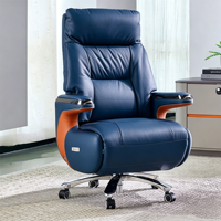 Chaise de bureau de direction de luxe avec repose-pieds, chaise de patron ergonomique inclinable en cuir, chaise pivotante à dossier haut pour ordinateur de bureau