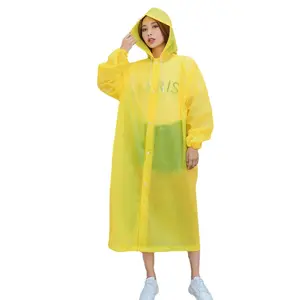 Wholesale thickened EVA non disposable adult raincoat portable outdoor tourism poncho