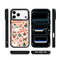 Coque de téléphone AG Feeling Black Edge avec motif de Noël doré pour iPhone 17, 17 Pro Max, 16 Pro, 15, 15 Pro Max, 15 Pro, 14 Pro Max – Coque magnétique