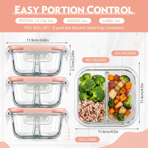 Lonchera Cuadrada Redonda de Vidrio Ámbar, Recipientes Herméticos de Vidrio para Alimentos con Tapa a Presión, Reutilizables para Preparación de Comidas - Product Image 2