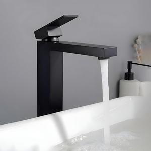 Grifo de Lavabo Cuadrado Negro Minimalista Moderno, Válvula de Cobre de Conexión Única al por Mayor, Control de Temperatura, Entrada/Salida de 20 mm - Product Image 3