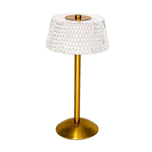 Brass Crystal Gold Fabric Table Lamp Ruffle Shade Bell AC Powered Soft Warm White LED <b>Push</b> <b>Button</b> Middle Modern Bedroom Decor - Product Image 6