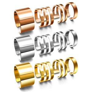 Fashion Women's Titanium Steel Knuckle <b>Ring</b> Set Rose Gold <b>Silver</b> Gold Geometric Shape SA612 - Product Image 1