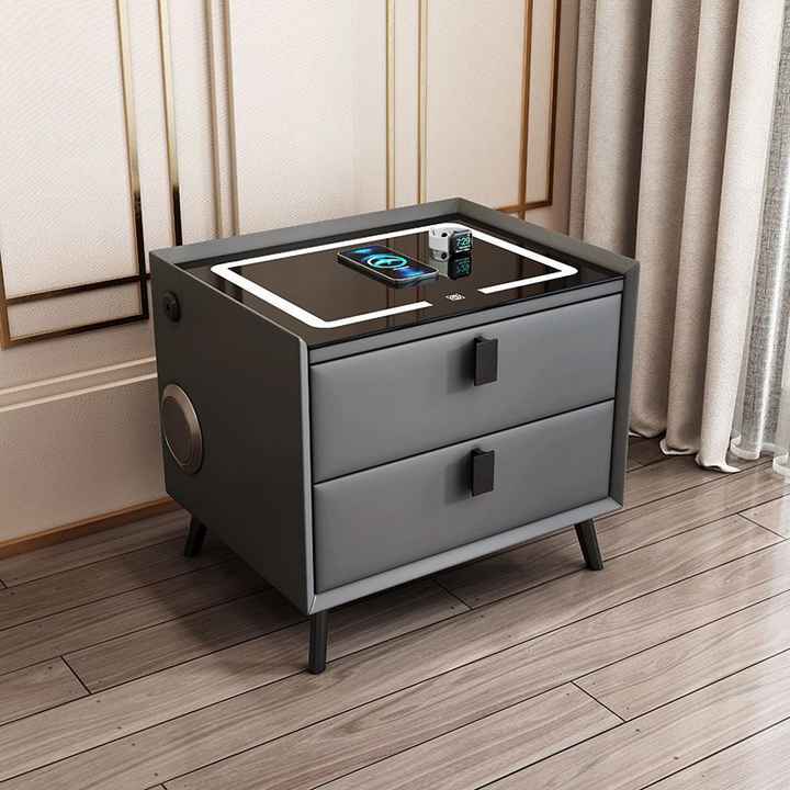 Image showcasing Luxury Smart Home Living Room Furniture Leather Cover Wireless Charging ...