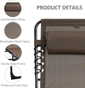 Cắm Trại Ngả Phòng Chờ Ghế Với Gối Gấp Tắm Mặt Trời Có Thể Điều Chỉnh 5-Vị Trí Di Động Gấp <span class=keywords><strong>Chaise</strong></span> Phòng Chờ - Product Image 5