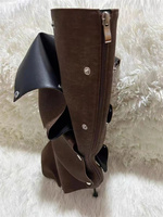 IDOIT Nouvelles Bottes Transformer Designer Femme, Pointues et Amovibles à Boucle, Cuissardes à Talon Aiguille