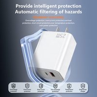 Chargeur GaN 25W USB-A+C PD3.0 à charge rapide avec câble et adaptateur secteur US pour iPhone 17 Pro Max