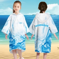 Serviette de plage à capuche pour enfants, poncho en microfibre, imprimé licorne, séchage rapide, fermeture à pression, OEM personnalisé, vente en gros