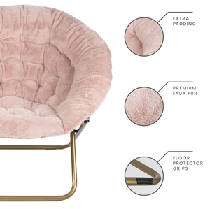 เก้าอี้พับได้สำหรับผู้ใหญ่ผ้าลูกฟูกสีชมพูพับได้แคมป์ปิ้งมูนแชร์น้ำหนักเบาใช้กลางแจ้งงานตามสั่ง - Product Image 3