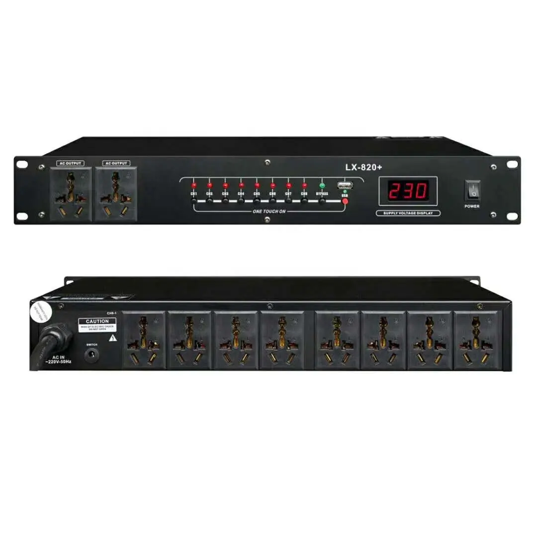 10 channel high power 16A 3C socket dj sound system power sequence controller