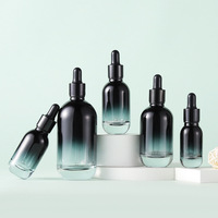 Flacons compte-gouttes en verre vides personnalisés 30ml 50ml avec couvercle scellé pour huiles essentielles, dégradé noir, cosmétiques de luxe, sérigraphie or