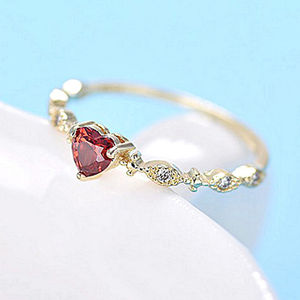 Anillos Delicados con Forma de Corazón Chapados en Oro para Mujer, Joyería de Boda - Product Image 4