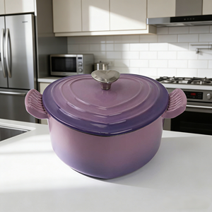 <span class=keywords><strong>Cocotte</strong></span> <span class=keywords><strong>en</strong></span> <span class=keywords><strong>fonte</strong></span> émaillée à double poignée, compatible four et cuisinière, pour mariner, cuire, griller, réfrigérer, servir, antiadhésive - Product Image 2