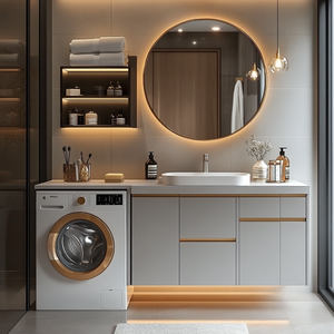 Set di Mobili Moderni per Lavanderia e <span class=keywords><strong>Bagno</strong></span>, Armadietti per Balcone, Lavandino <span class=keywords><strong>con</strong></span> Mobiletto - Product Image 5