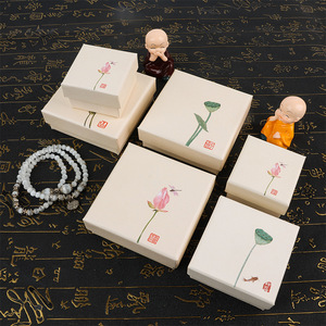 Emballage de bijoux vintage de style chinois recyclable, gaufrage personnalisable, boîte en carton à motif de lotus, boîtes en papier pour cadeaux - Product Image 3