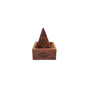 Porte-encens traditionnel indien en bois, brûleur de cônes de Bakhoor Oud en résine et charbon, pour parfum d'ambiance, aromathérapie et décoration intérieure - Product Image 1
