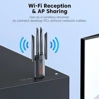 Adaptateur USB 2.0 sans fil WiFi6 Toocki TB07 AX1300/AX900, antennes rotatives à gain élevé, carte réseau double bande 5G et 2,4G pour PC portable