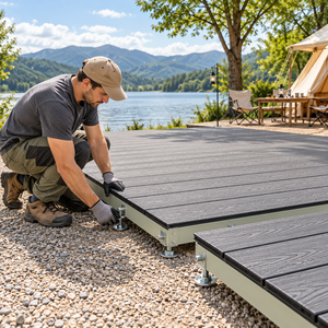 Suelo Modular WPC de Ensamblaje Rápido para Hoteles y Resorts, 1x1m, Base Ajustable de Acero Galvanizado, Plataforma Prefabricada Impermeable para Eventos al Aire Libre - Product Image 5