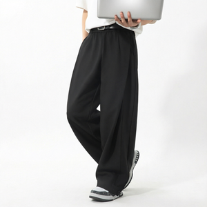 Men Wide Leg Pants Pleated Front Baggy Trousers Casual Streetwear Wholesale Rate OEM Custom Fashion Breathable <b>Cheap</b> Price - Product Image 1