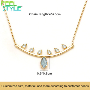 Collar con Colgante de Hoja y Rama con Gema de Circonita Cúbica de Corte Marquesa Totalmente Personalizado para Mujer, Cadena de Acero Inoxidable 316 con Baño de <span class=keywords><strong>Oro</strong></span> Grueso PVD - Product Image 5