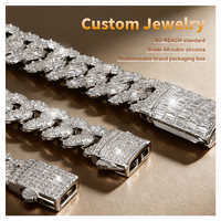 Collier chaîne cubaine en argent sertie de griffes, bijoux hip-hop glacés CZ Moissanite, accessoires streetwear massifs