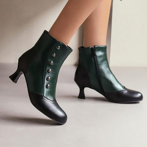 Bottes pour femmes en grande taille, multicolores, style rétro, avec boucles décoratives, bottes de style romain, production d'usine - Product Image 4