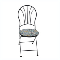 Mesa de Mosaico para Patio, Mesa de Café para Balcón Exterior, Mesa Cuadrada de Metal y Hierro Impermeable, Azulejos de Cerámica, Muebles Plegables de Mosaico