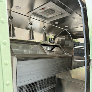 Commercial Towable Stainless Steel 4-Wheel 13ft Food Cart with Optional <b>Refrigerator</b> for Dessert and Ice Cream Mobile Vending - Product Image 6