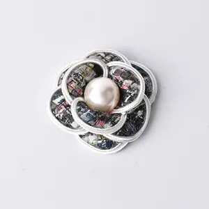 Pearl Camellia Accessories Semi-finished High-grade Fabric Flower Accessories Three-dimensional Hand-made Flower Brooch