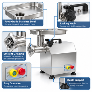 Picadora de Carne Eléctrica Comercial de 550W, Picadora de Carne de Acero Inoxidable de 120kg/h, Máquina Picadora de Carne de Alta Resistencia para Restaurantes - Product Image 2